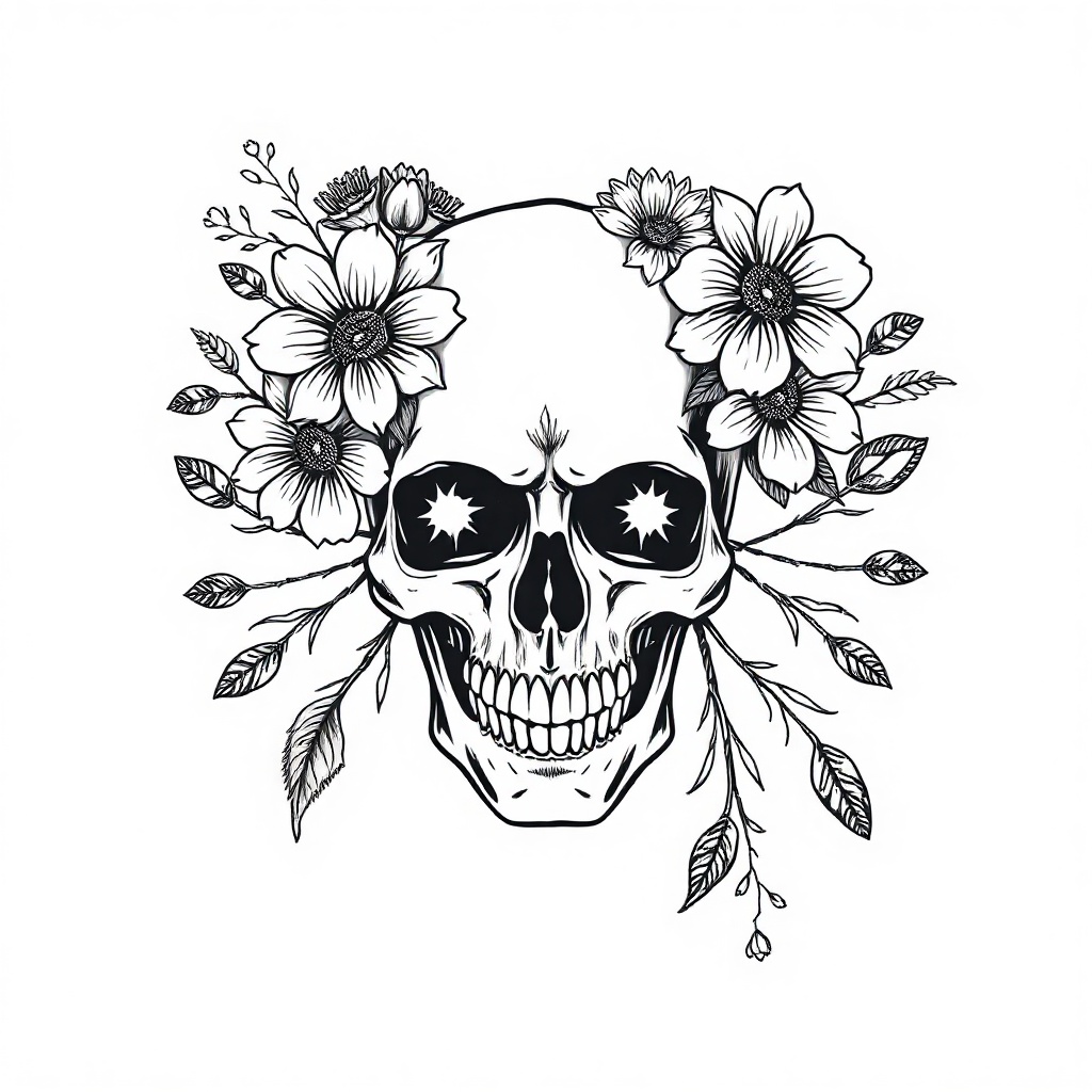 Blackwork floral — AI merch design