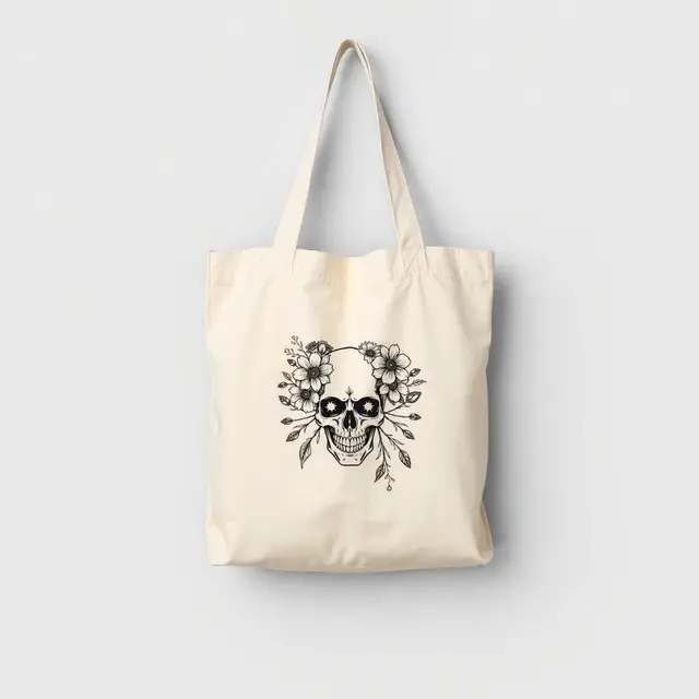 Blackwork Floral tote